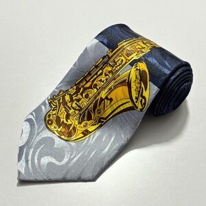 Gold City Saxophone Tie 4" x 57" Necktie Music Teacher Musical Silk Hand Made